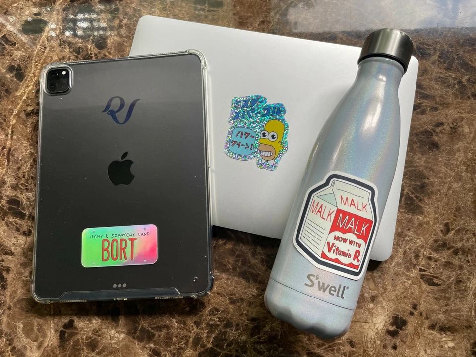 Mr. Sparkle, Bort, Bonestorm, Powersauce ☆ 6 Hologram Prism Simpsons Stickers - Image 4 of 4