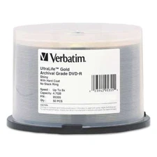 Verbatim UltraLife Gold Archival Grade w/Branded Surface DVD-R, 4.7GB/16X, 50/PK