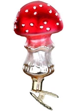 Inge-Glas Clip-on Fly Agaric 10033S024 German Glass Christmas Orn w/Gift Box