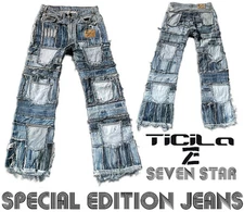 Ticila SEVEN STAR REBEL Special Edition Rocker Biker Rock Vintage Blue Jeans
