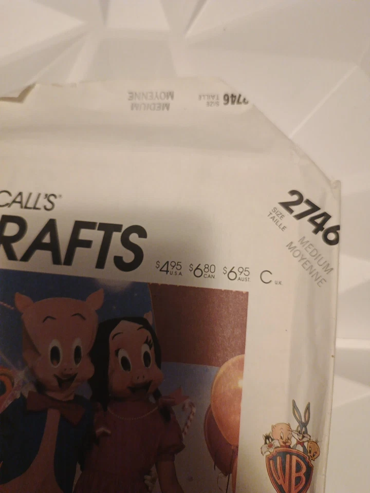 Porky Petunia Pig Warner Bros Costume McCalls Pattern 2746 Size Md Halloween Diy - Image 3 of 4