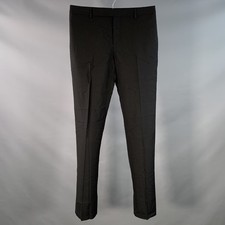 SAINT LAURENT Size 30 Black Wool Twill Flat Front Tapered Casual Pants
