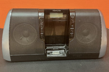 Memorex Mi3x-BLK Minimove Boombox Dock for iPod Clock Black Silver
