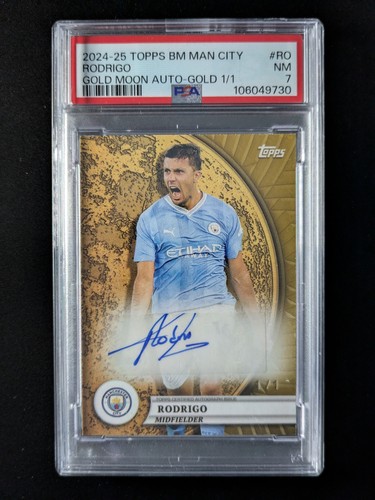2024-25 Topps Blue Moon Manchester City RODRIGO 1/1 Auto Gold #GM-RO PSA 7