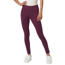 HUE Women's Mid Rise Tech Pocket Leggings sz M Medium Grape Vine Burgundy