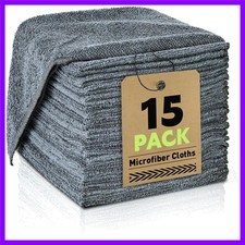 Microfiber Cleaning Cloths Bulk-15 Pack, Gray Microfiber Towels for Cars, Ultra