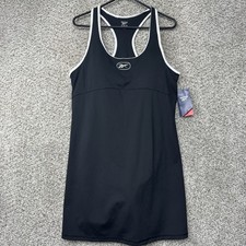 Reebok Retro Acvite Tennis Dress Black Women XL Attached Short Bra With Pads New