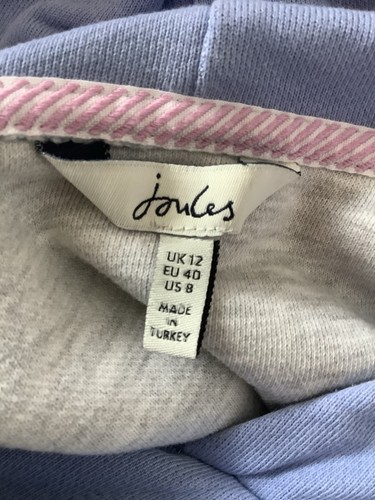 JOULES Grey Marl Coral Pink Blue Green Cosy Hooded Sweatshirt Size 12 Hoodie - Picture 10 of 11