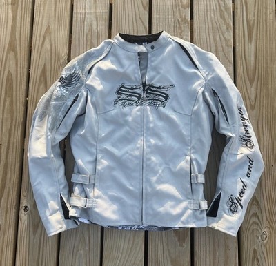 Motorcycle jacket Women s Speed and Strength Wings gray with padding Size L READ