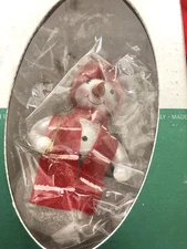 A Soffieria De Carlini Boxed Snowman Christmas Ornament Mouth Blown Glass Italy