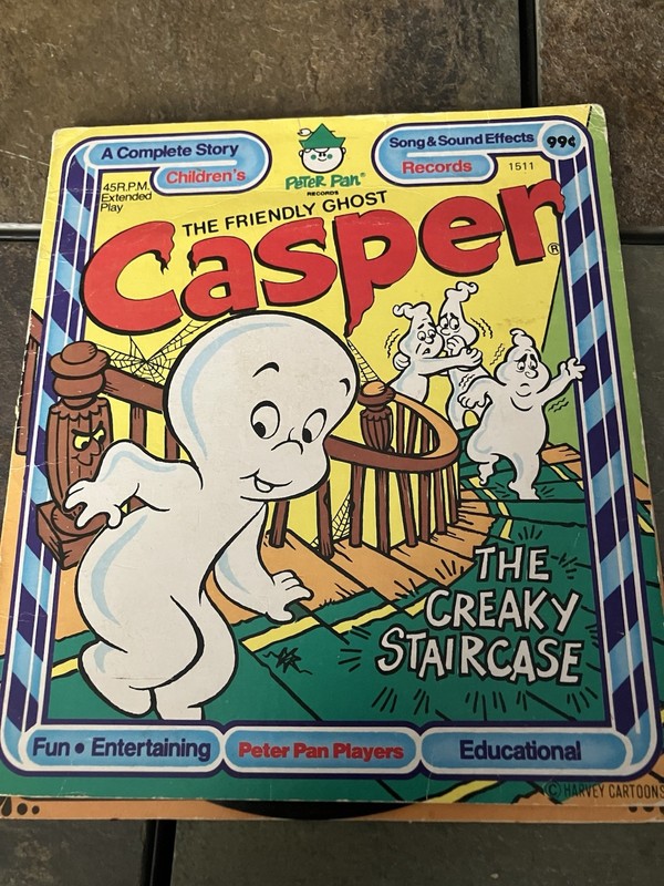 Vintage Casper the Friendly Ghost Peter Pan 45 RPM EP Record Lot Halloween Story