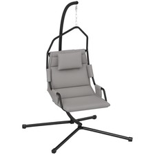 Hammock Chair with Stand, Gray, 265 lbs Capacity, 46.5"L x 38.6"W x 75.6"H
