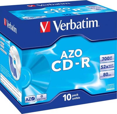 Verbatim CD-R 700MB 52x 10er Jewel Case AZO Crystal Rohlinge Audio Daten