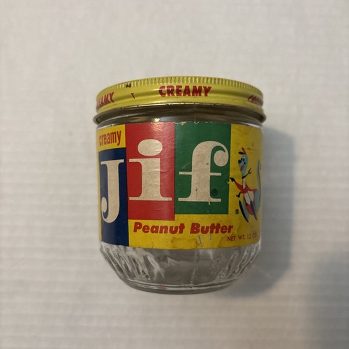 Vintage JIF Peanut Butter Jar with Lid and Label featuring Jifaroo Kangaroo