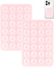 2 Pack Silicone Suction Phone Case Mount, Silicon Adhesive Light Pink 
