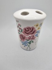 Vintage Handpainted Ceramic Floral Cottagecore Toothbrush Holder USA