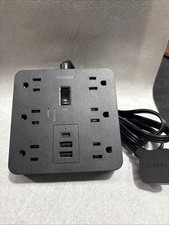 Surge Protector With Flat Plug 6 Outlet 2 USB and USB-c