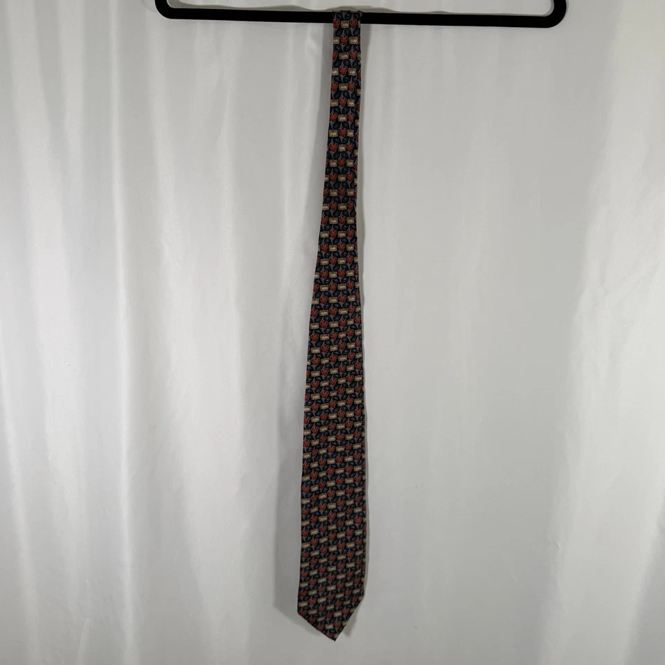 Gravata masculina Walt Disney World 60" azul laranja estampa Mickey Mouse 100% seda 3,5 "W - Imagem 4 de 4
