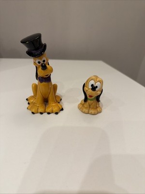 Vintage Disney Keramik Pluto und Baby Pluto Figuren