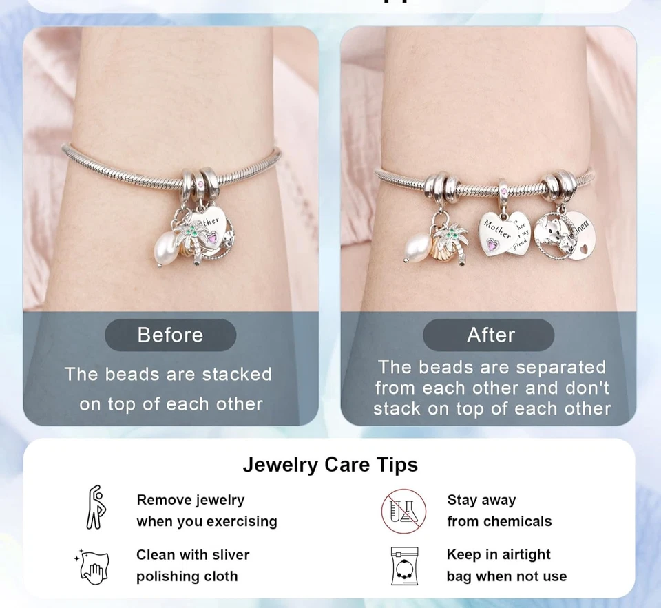 Tapón Cuentas Para Mujer Pulseras Plata Esterlina 925 Clip Espaciador Dije Pulsera Foto 3 de 4