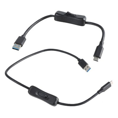 USB A to Type C Extension Cable Wire Data Cord Line with Power Switching Button