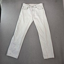 Vintage Levis 501 Jeans Mens White Denim Button Made USA 90s Fits 30x30
