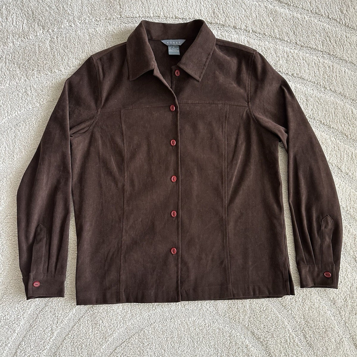 Koret Faux Suede Button Shirt Brown Womens Medium | eBay Koret Faux Suede Button Shirt Brown Womens Medium | eBay