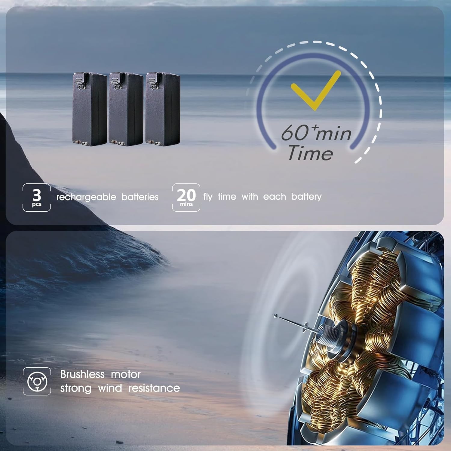 CHUBORY F89 4K Drone 2650 ft 60min Flight Time Foldable only 153 Grams