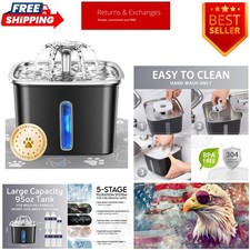 Compact 95oz Pet Fountain with LED Feature  5-Stage Filtration for Healthy Pets