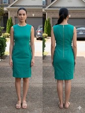 Calvin Klein Green Sheath Dress Size 8 Sleeveless Side Lace Up Career Cocktail