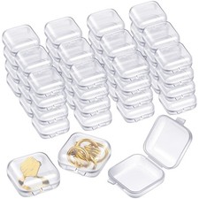 200 Pieces Mini Clear Jewelry Box with Hinged Lid Small Plastic Jewelry boxes...