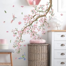 Large Cherry Blossom Tree Wall Decals Green Tree Pink Cherry Branches Wall St...
