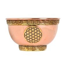 Flower of Life Copper Offering Bowl for Altar Use, Rituals, Incense, Smudging,