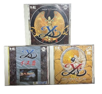 Lot 3 Ys I II III IV 1 2 3 4 CD ROM PC Engine Turbo Grafx Good 