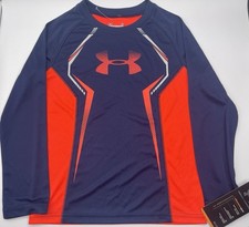 Under Armour Shirt Boys Size 5 Blue Orange Long Sleeve