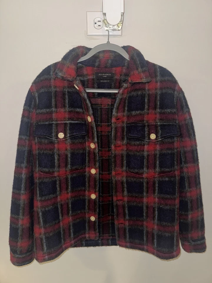 Xadrez All Saints Emerson mistura de lã botão para cima - Imagem 3 de 4