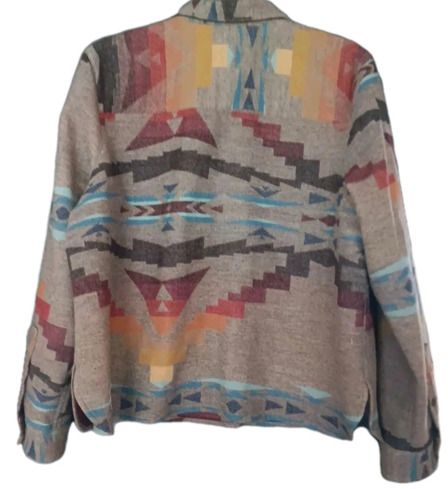 Vintage PENDLETON Virgin Wool Southwestern Aztec Blazer Shirt Jacket Womens PXL - Image 4 of 4