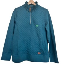 L.L. Bean Women’s Quilted 1/4 Zip Pullover Size M Blue Soft Sweatshirt