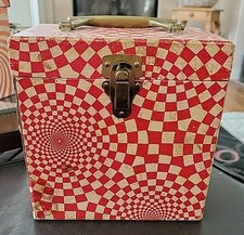 VINTAGE 45 RPM ALBUM Carrying Case Psychedelic Red White See Pics For Condition