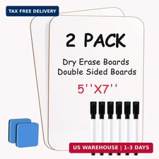 2 Pack Double Sided Mini Dry Erase Boards, 5" x7'' Portable Small Whiteboards wi