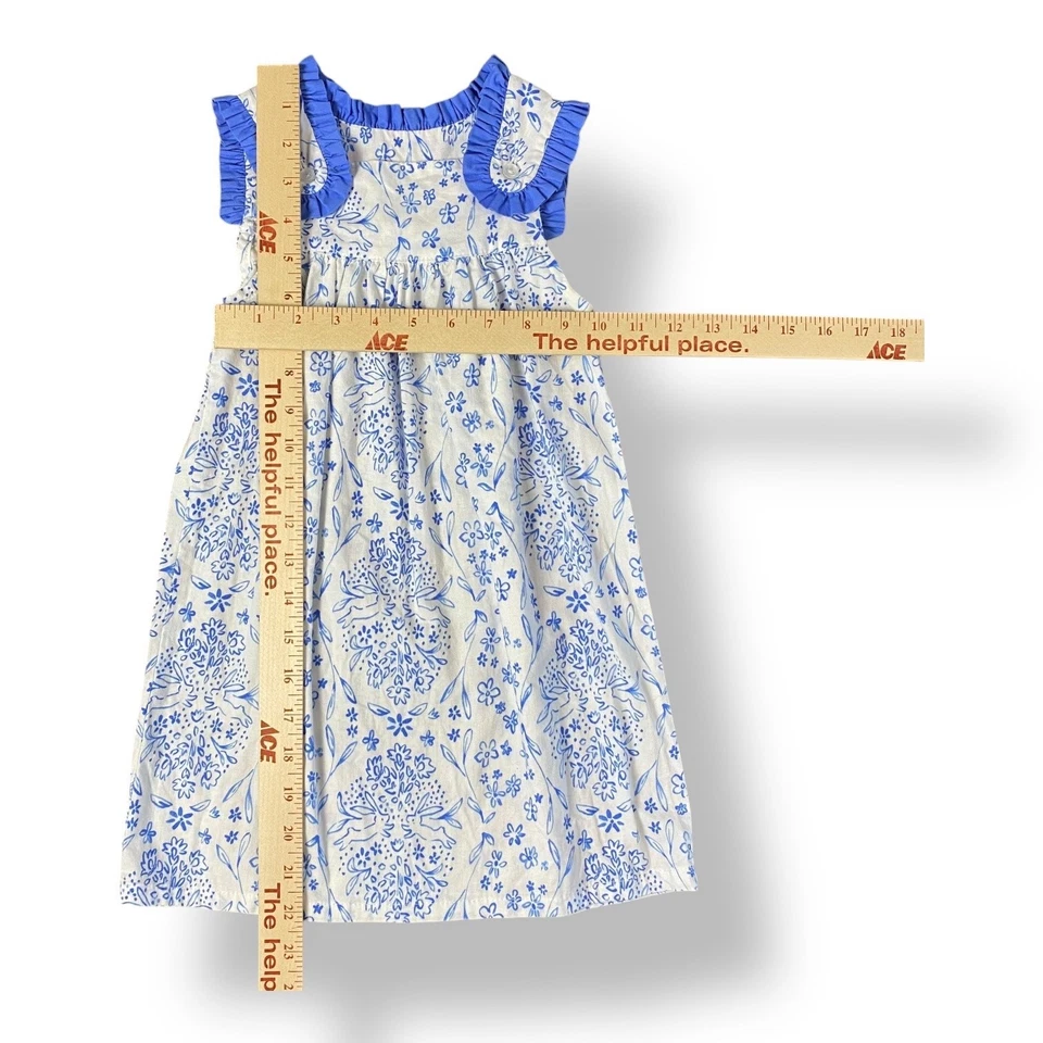 Southern Sunshine Toddler Girls Lulu White Blue Rabbit Print Dress Size 3T - Image 3 of 4