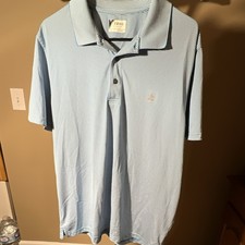 IZOD Golf Men's L Blue/White Striped Lightweight Short Sleeve Polo Shirt