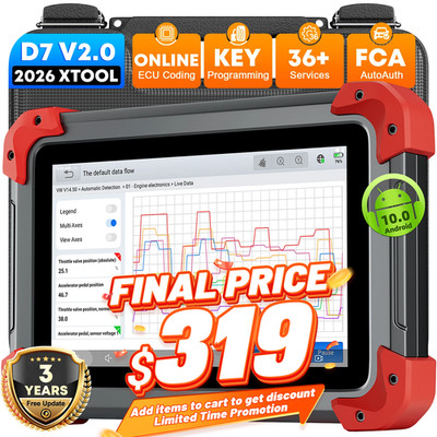 2026 XTOOL D7 V2.0 OBD2 Key Programmer BiDirectional Control Scanner Code Reader