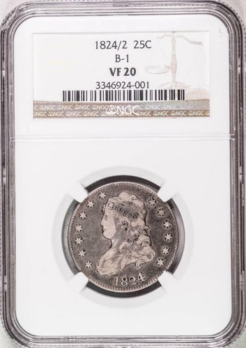 1824/2 Capped Bust Quarter VF20 NGC, Very Fine #2716 - Picture 1 of 3