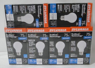 6 Pack SYLVANIA LED TruWave Daylight A19 Light Bulb, 75W Equivalent NEW !