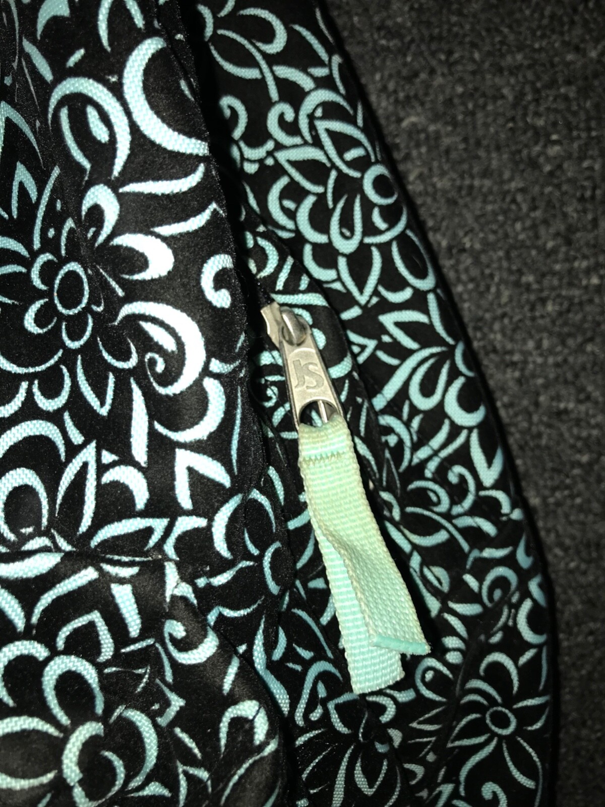 JANSPORT TEAL AND BLACK VELVET BACKPACK GREAT CONDITI… Gem