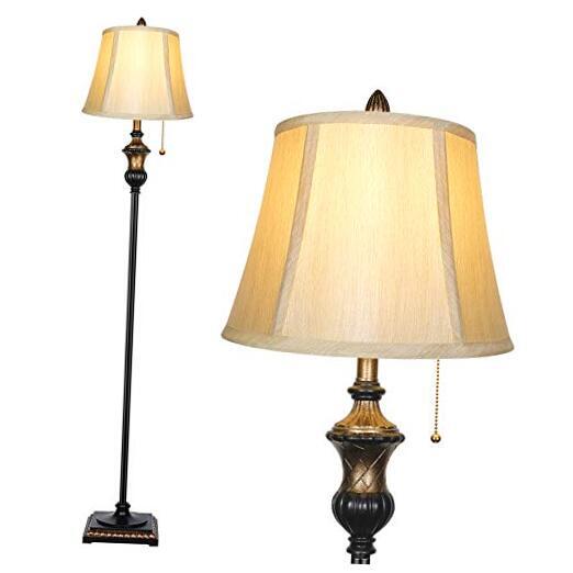 Classic Bronze Fabric Shade Floor Lamp for Timeless Home Decor