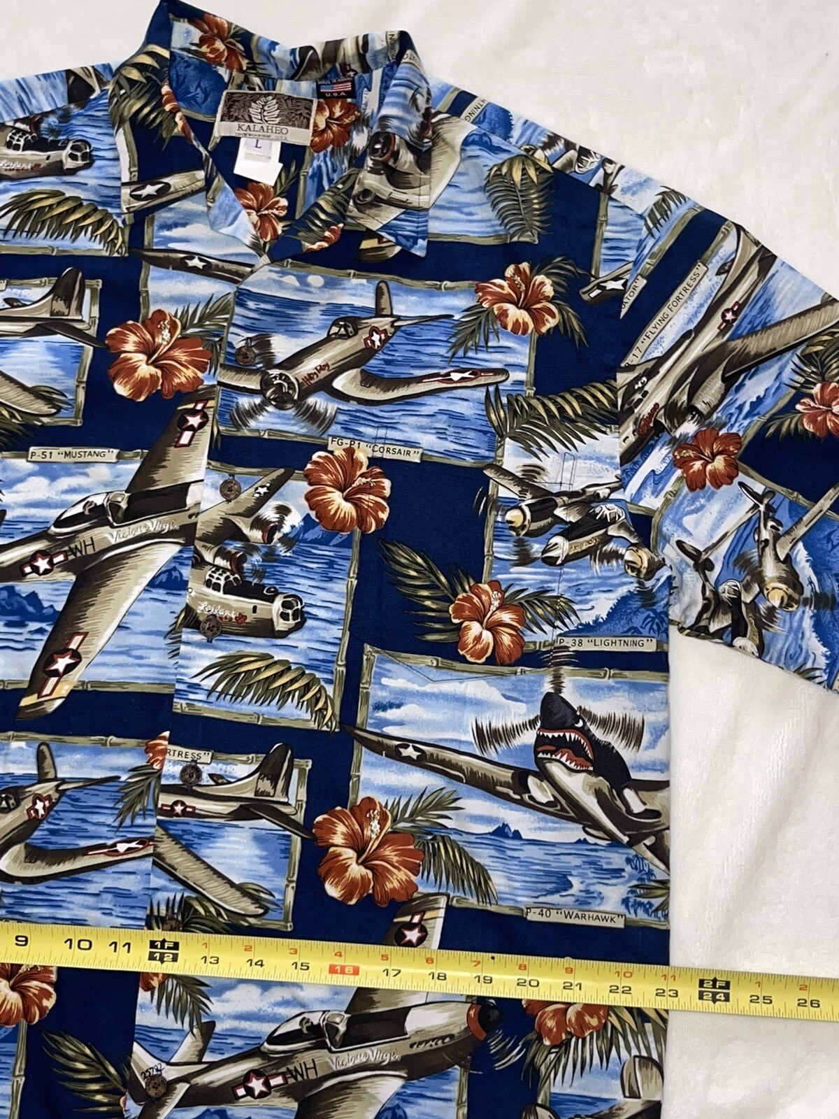Vintage Kalaheo Hawaiian Shirt Military Airplane Nose Art Mens L Made in USA eBay