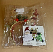 Set of Two Reindeer Head Bands Set of Three Christmas Bows
