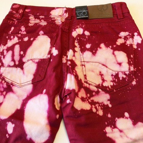 Peace Unlimited NY Men’s Moto Bleached Splattered Denim Jean Shorts Slim 30 NWT - Picture 7 of 7